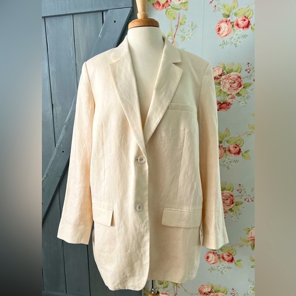 Everlane The Oversized Linen Cotton Blazer Womens 16 Bone Cream - Picture 2 of 15